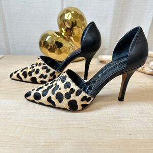 STEVEN‎ VADAH Leopard Print Hair Calf Pointed Toe Stiletto Heels, Size 6M